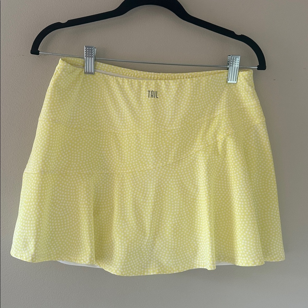 TAIL Activewear Bunny Flounce Skirt Skort Yellow Tangled Dots Sz Medium Tennis - Picture 7 of 11
